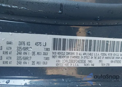 2015 Jeep Compass Sport from USA, damaged, VIN 1C4NJDBB3FD423536